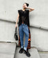 Side Pleated Denim Pants